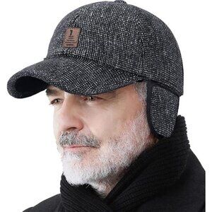 Winter warm baseball cap men adjustable hat with earflaps outdoor cold weather